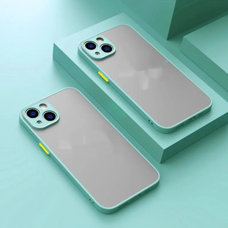 Frosted texture magnetic phone case for iPhone with MagSafe ring, shown in multiple colour options.