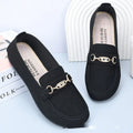 Gommino women's black casual shoes with round toe and soft rubber sole