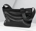Men's genuine leather crossbody bag black waterproof solid colour patchwork design fabric lining