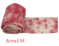Halloween horror bandage roll showing 8cm wide polyester gauze with bloody red dyed finish