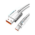 Type C silver grey woven braided data cable with CCC certification super fast 6A charge 1.5 metre