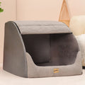 Warm medium large dog bed for Golden Retriever with removable washable cover in Classic Gray