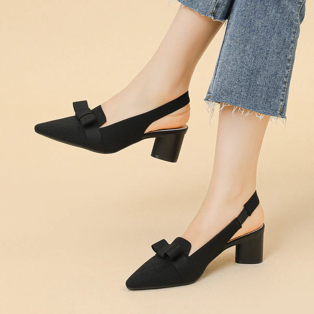 Women's closed toe high heel sandals with back strap and pointed toe in solid colour options