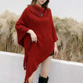 Women's triangle shawl cape in cashmere acrylic blend with tassel detailing