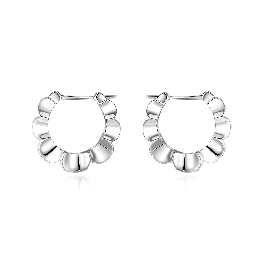 Sterling silver geometric round earrings with retro simple elegant style and electroplated finish