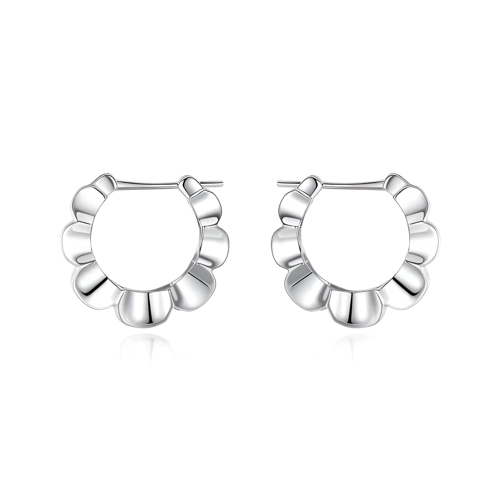 Sterling silver geometric round earrings with retro simple elegant style and electroplated finish