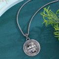 Silver head pendant sweater chain necklace for men, long casual necklace worn over a sweater