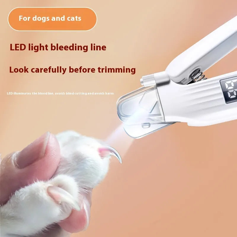 White ABS electric pet nail clippers for dogs and cats with nail piercing device
