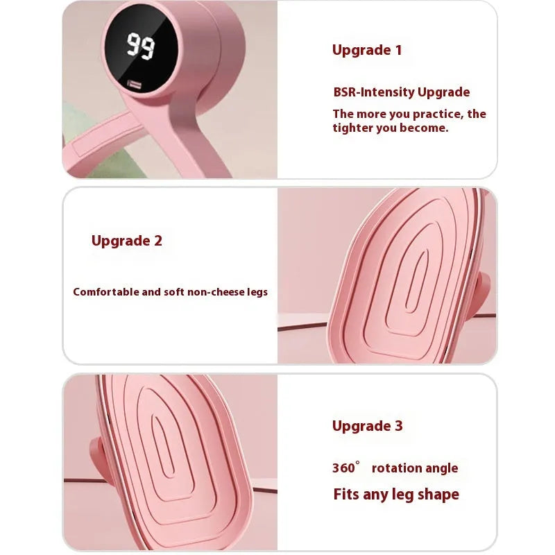 Pink pelvic floor muscle trainer with rubber-coated 3-gear resistance for home postpartum leg slimming
