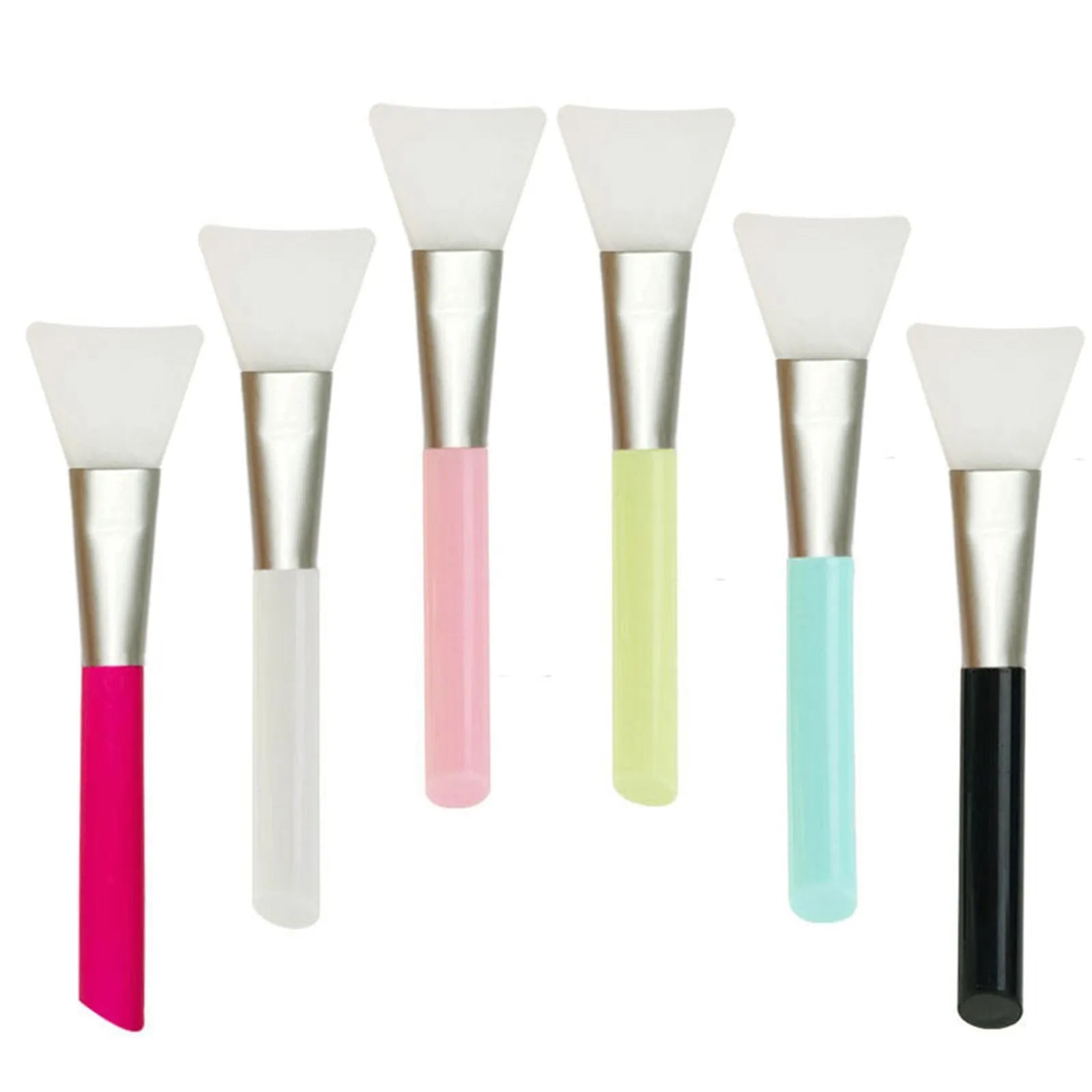 Reusable silicone face mask applicator spatula in choice of six colours with gold or silver tube.