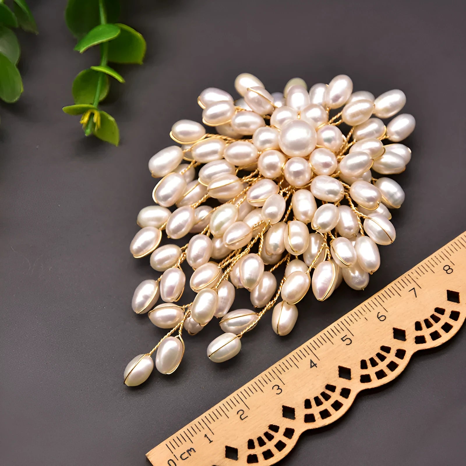 Natural pearl handmade vintage brooch pin for women gold plated copper