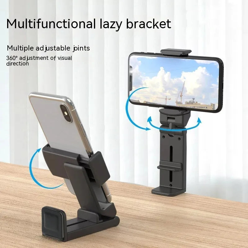 H22 Black collapsible mobile phone holder with 360-degree rotation on desktop