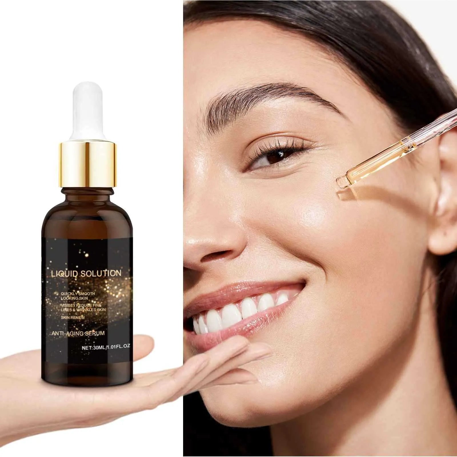 30ml facial moisturising liquid bottle with hyaluronic acid and glycerin for delicate skin care