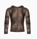 Boys' lightweight ice silk printing pleating inner wear shirt in pictured colour on hanger.