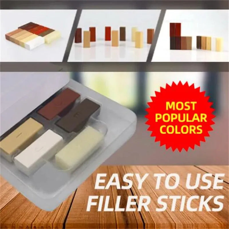 Floor tile repair tool set with wax blocks and red or yellow handle option