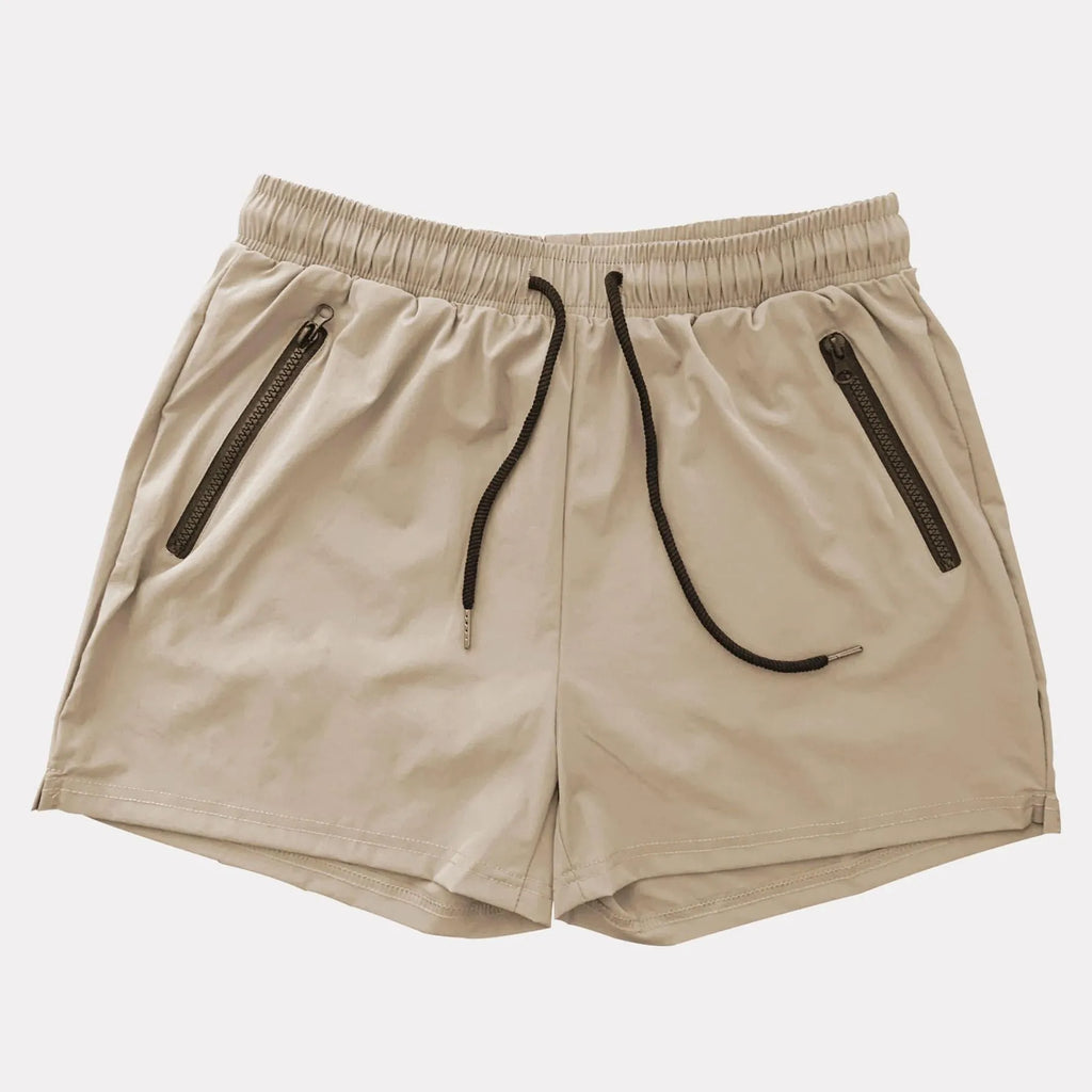 Men's quick-dry polyester sports shorts in blue, black, white, wine red, dark gray, khaki, or dark green