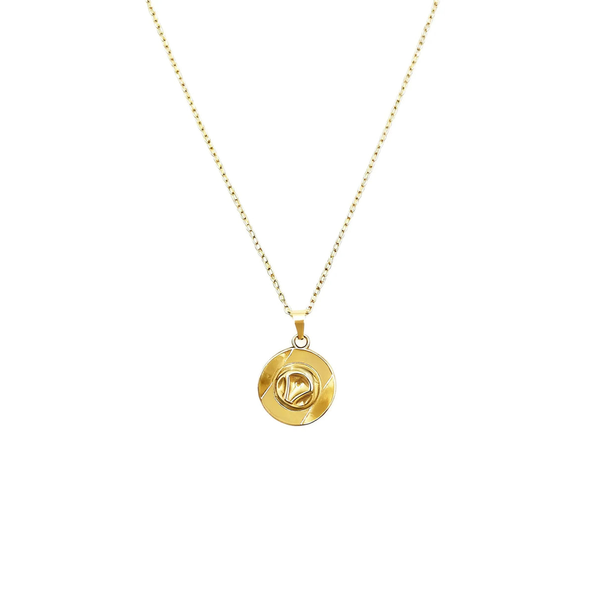Metal cowboy hat punk pendant necklace on O-ring chain, available in gold, rose gold and steel colour