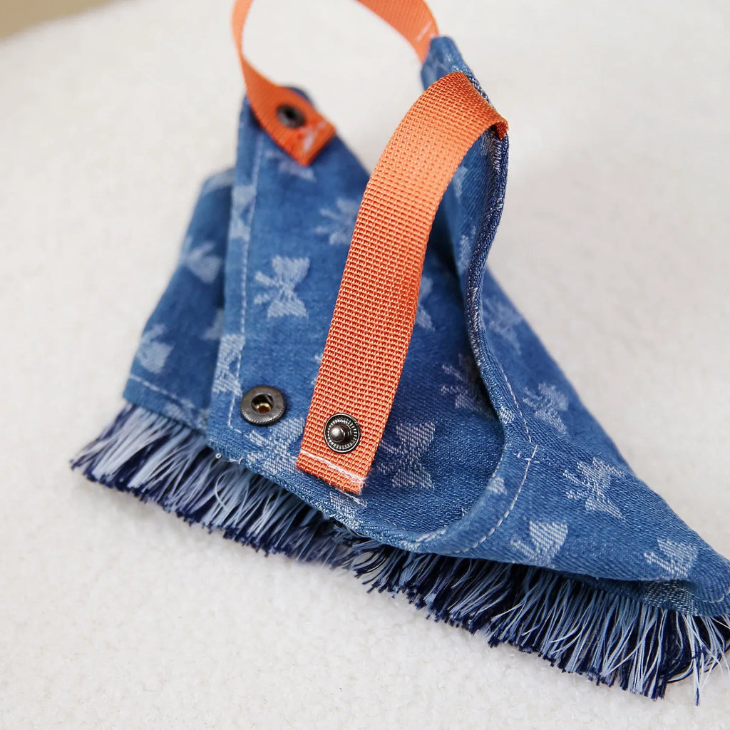 Cotton denim pet vest full bottom bow for dogs light blue size M