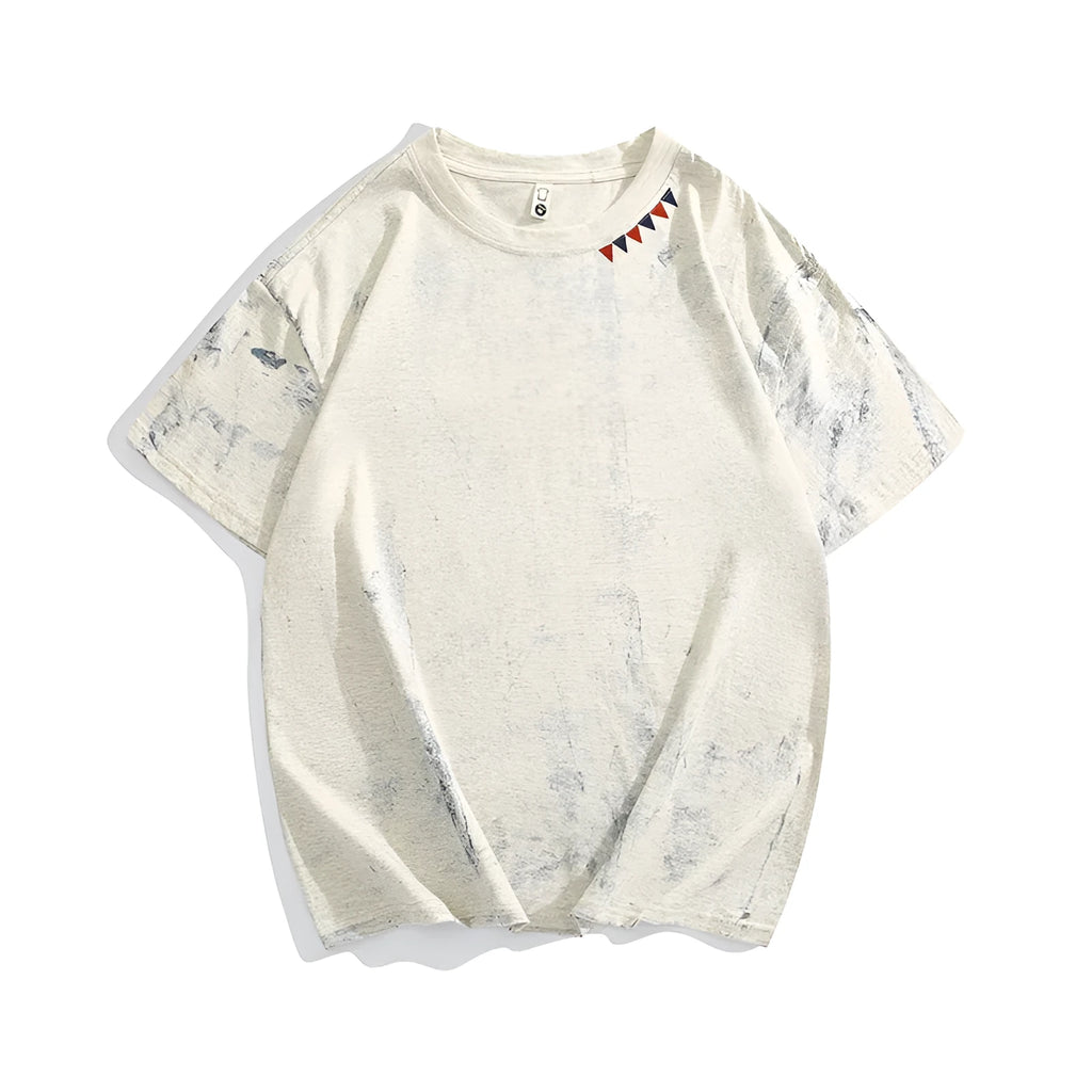 Grey tie dye printed T-shirt with full body pattern and loose fit