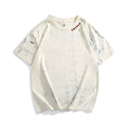 Grey tie dye printed T-shirt with full body pattern and loose fit