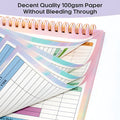 B5 budget tally book with spiral binding and blue PP cover open to show financial tracking pages