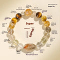 Women's natural crystal bracelet with black gold beads and adjustable slip knot closure.
