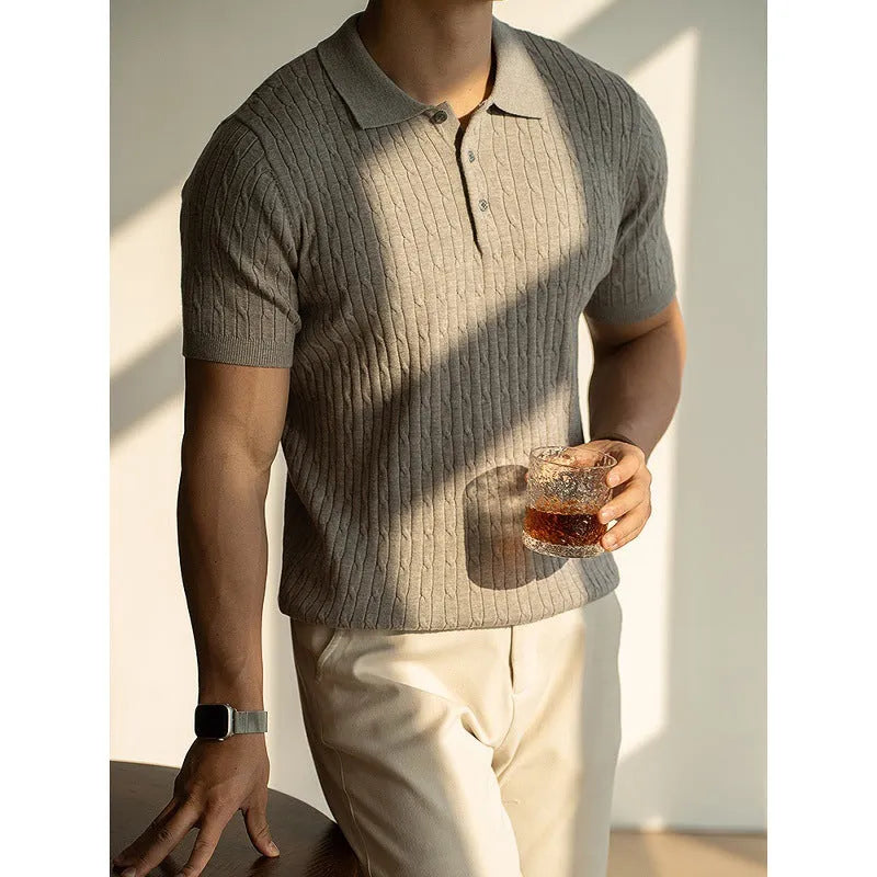 Men's short sleeve casual work shirt in khaki, black, or white colours.