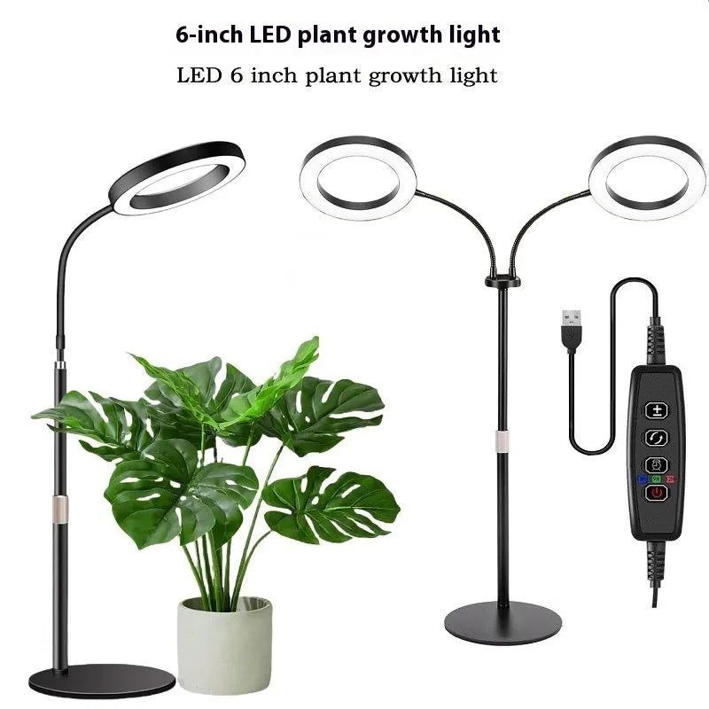 6-inch angel ring retractable floor plant grow light with aluminium alloy shell and LED illumination