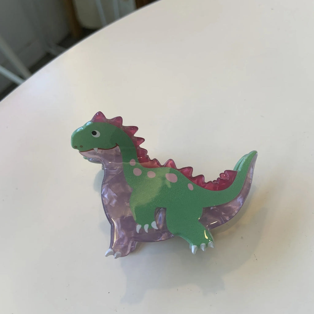 Colourful dinosaur-shaped acrylic jaw clip hairpin with pincer grip