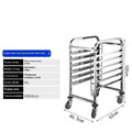 Stainless steel six-layer baking tray rack with lock feature for commercial kitchen use