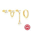 S925 sterling silver geometric earrings with a cold-style clover petal design in a gold-tone finish.