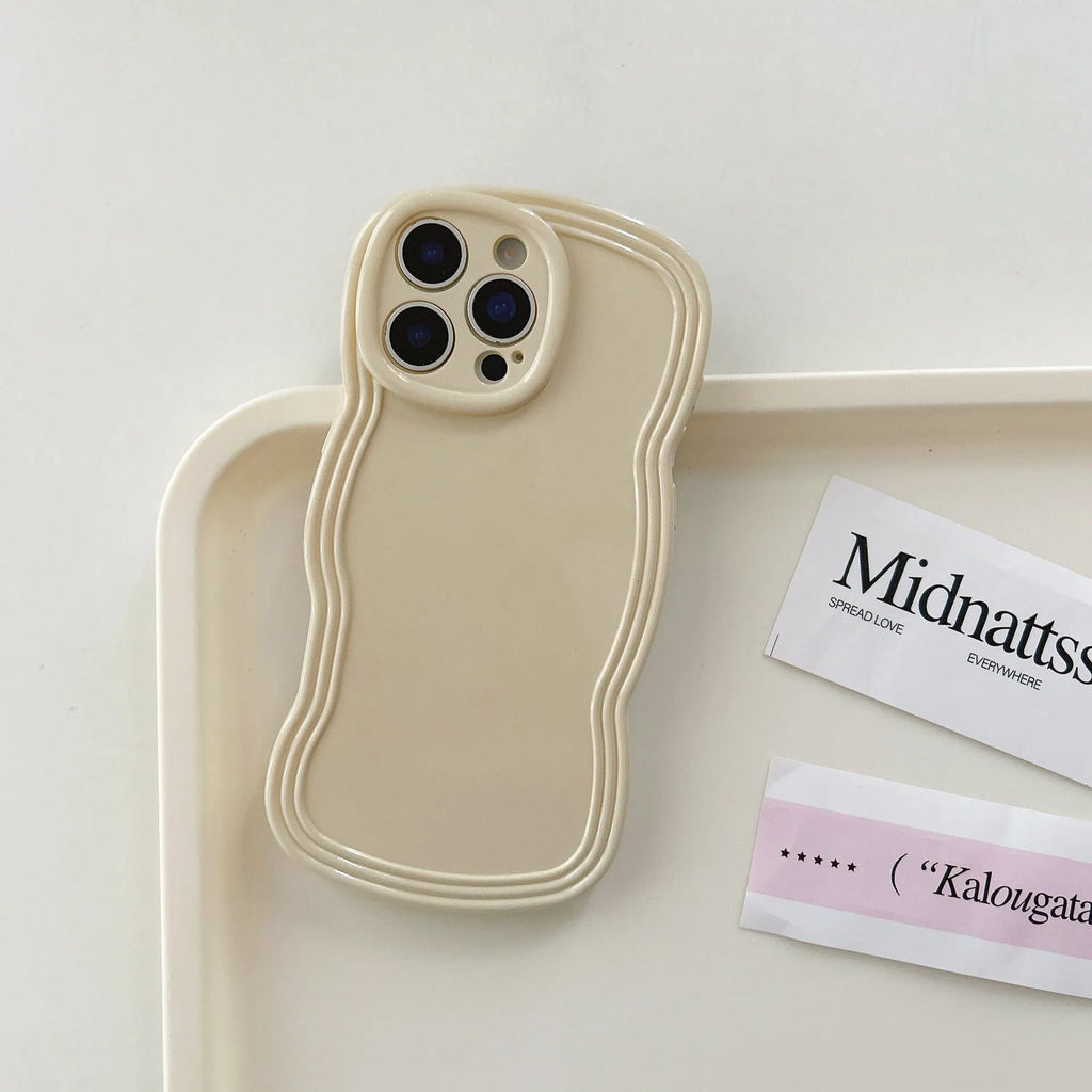 Cream candy colour wave pattern TPU phone case for iPhone models with anti-fall protection
