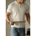 Men's short sleeve casual work shirt in khaki, black, or white colours.
