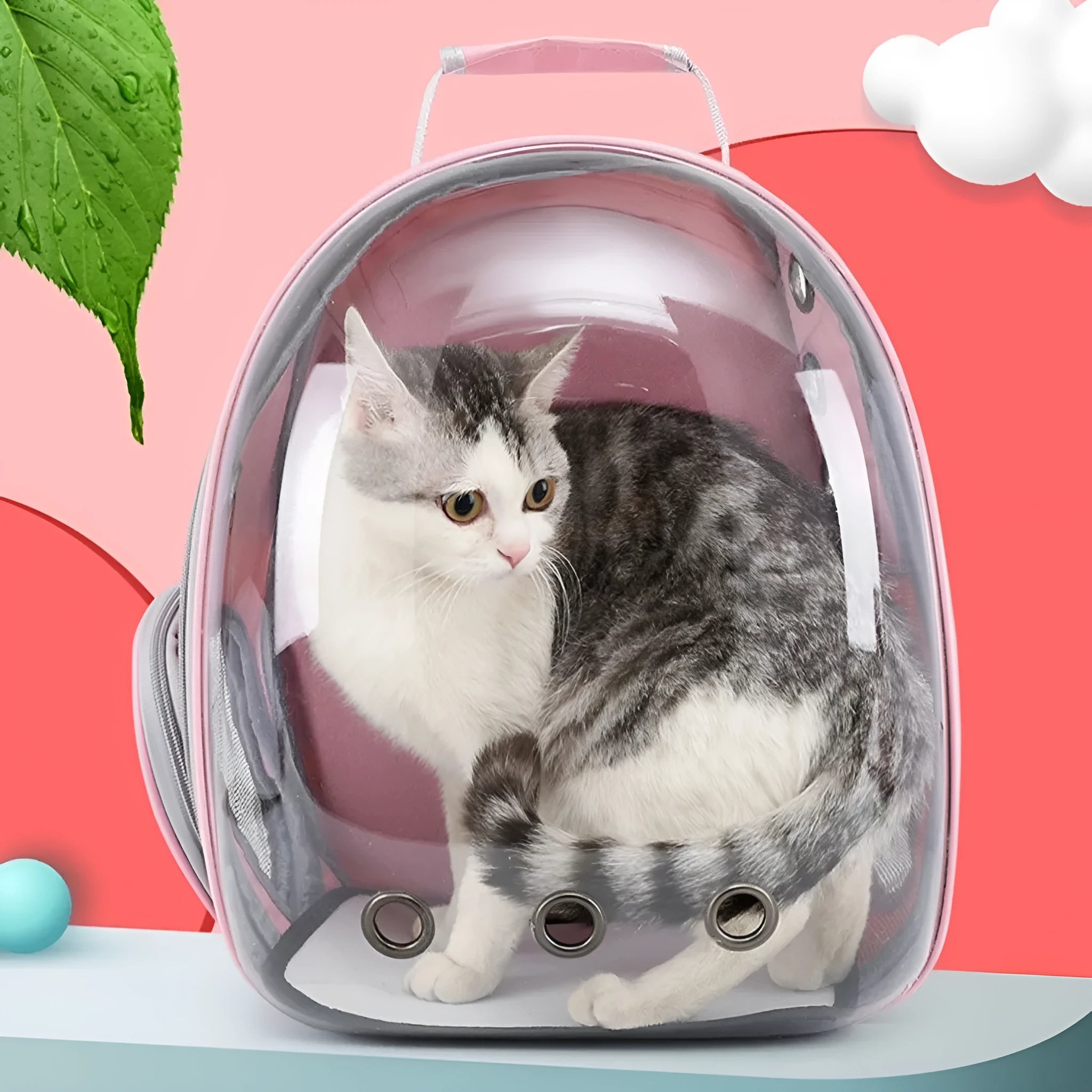 Grey side-opening PC astronaut pet bag for carrying cats and small animals