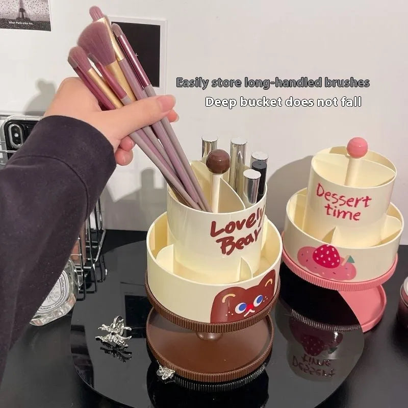Rotating cosmetic brush barrel storage organiser in Japanese style with 18 litre capacity