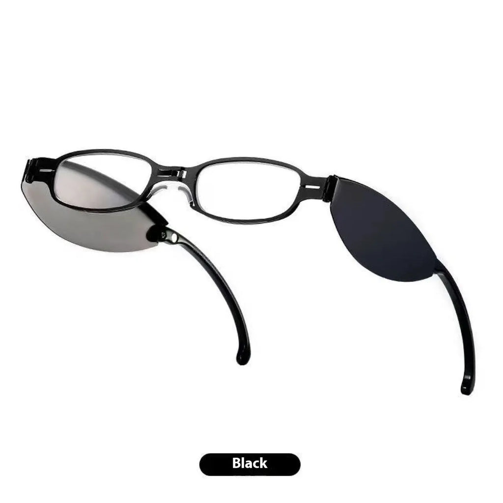 Men's folding presbyopic glasses with anti-fall frame in black retro design