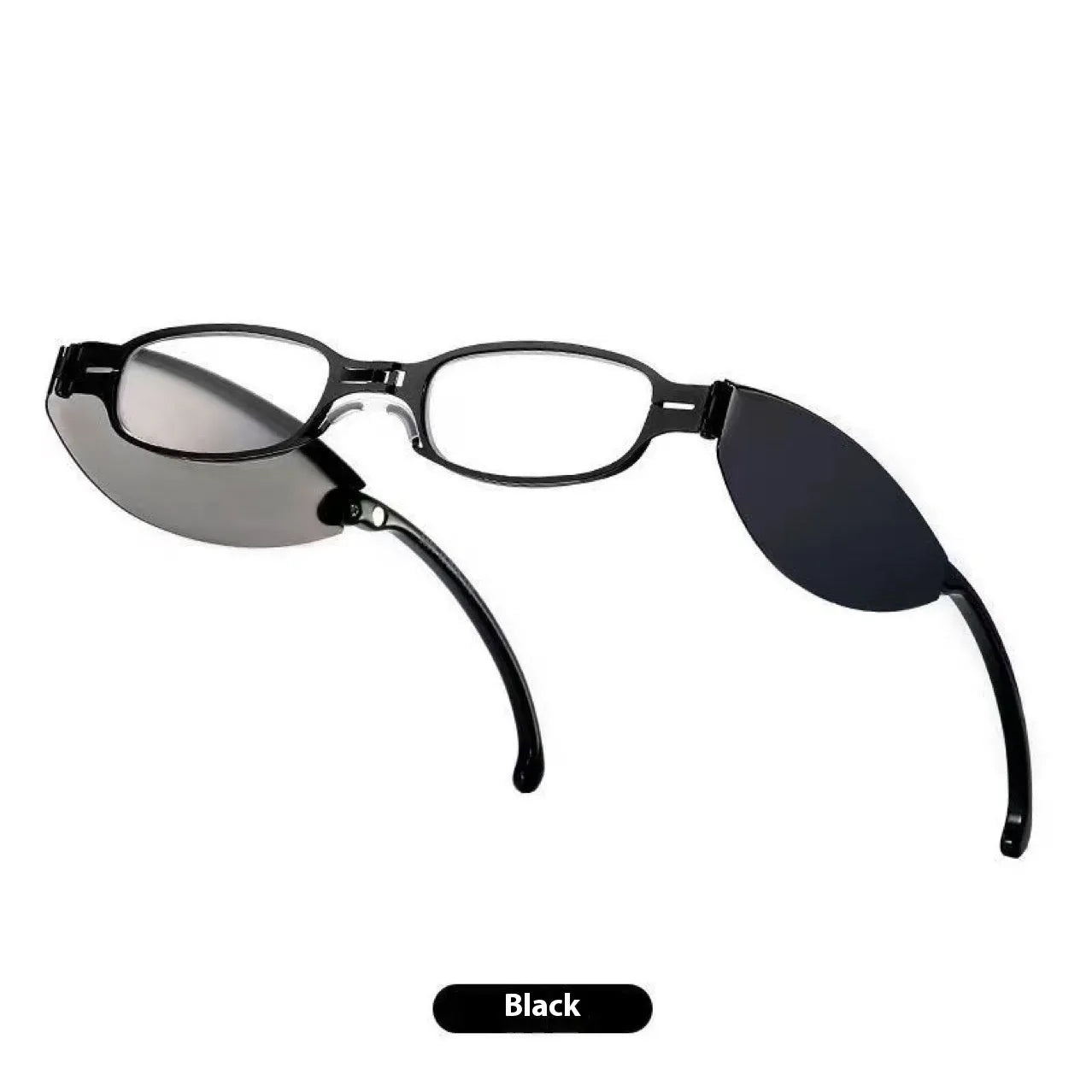 Men's folding presbyopic glasses with anti-fall frame in black retro design
