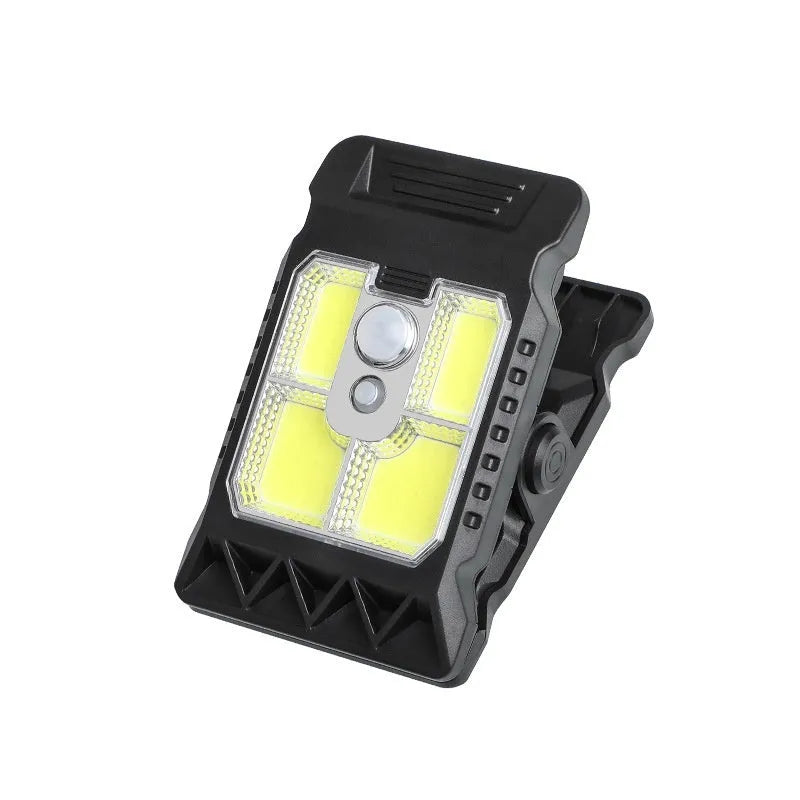 Clip lamp with motion sensor and adjustable brightness settings showing compact 11.2 x 7.6 cm design