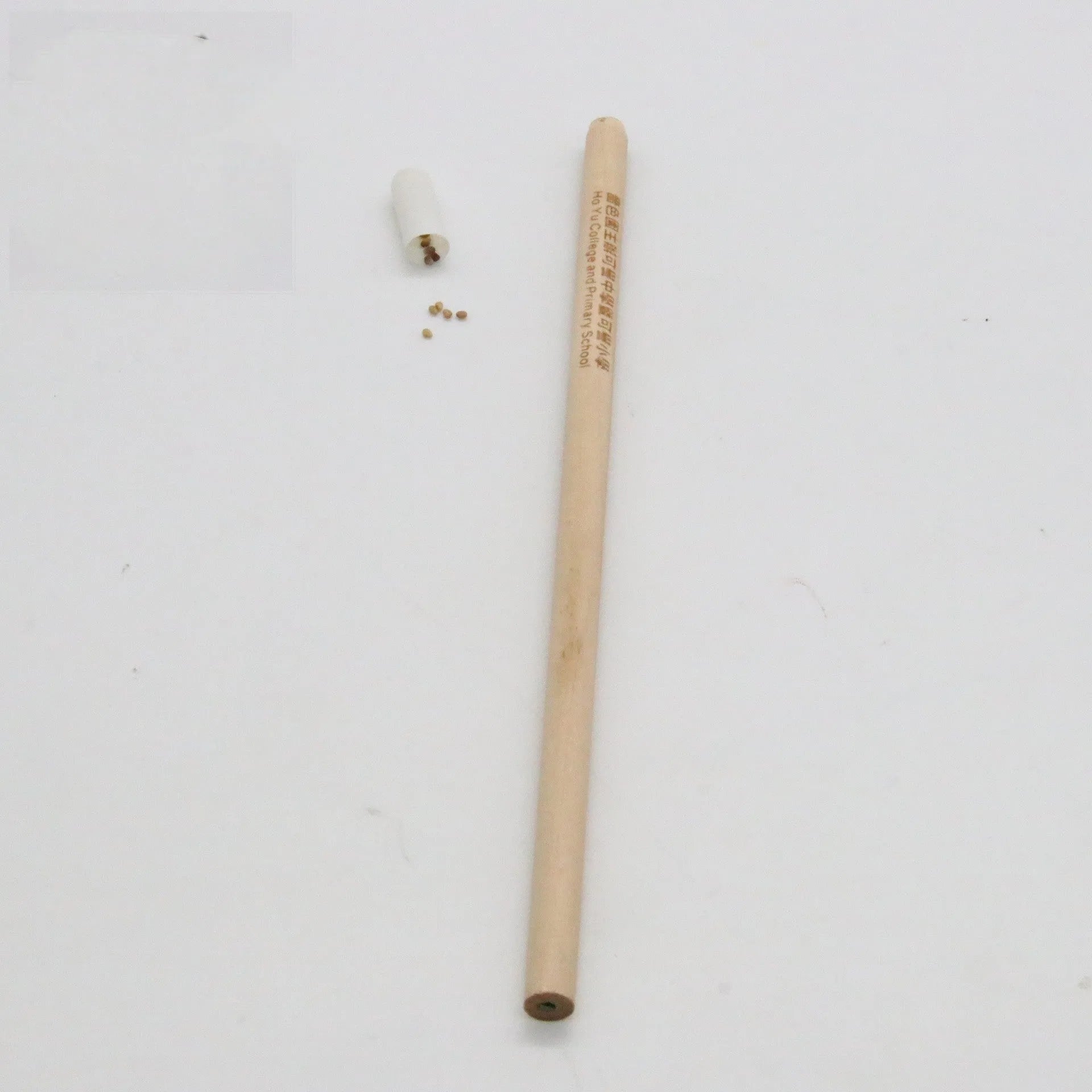 Colourful plantable seed pencils with HB refills and degradable capsules containing lavender or basil seeds.