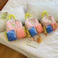 Children's trendy backpack lightweight Oxford cloth solid colour school bag blue pink yellow