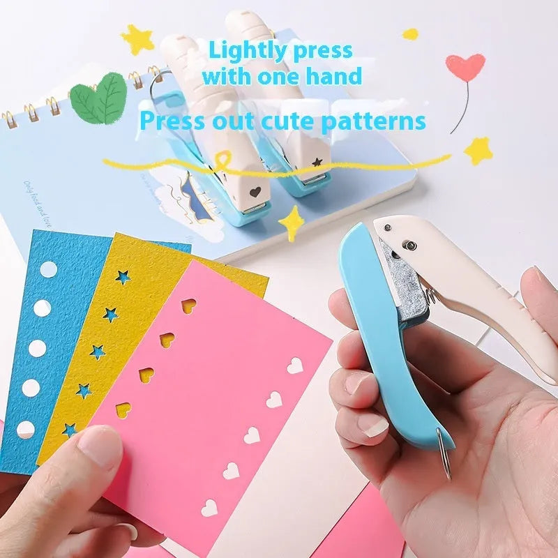 Small manual punching machine with love, star, and round shaped 4mm embossed patterns for paper crafting