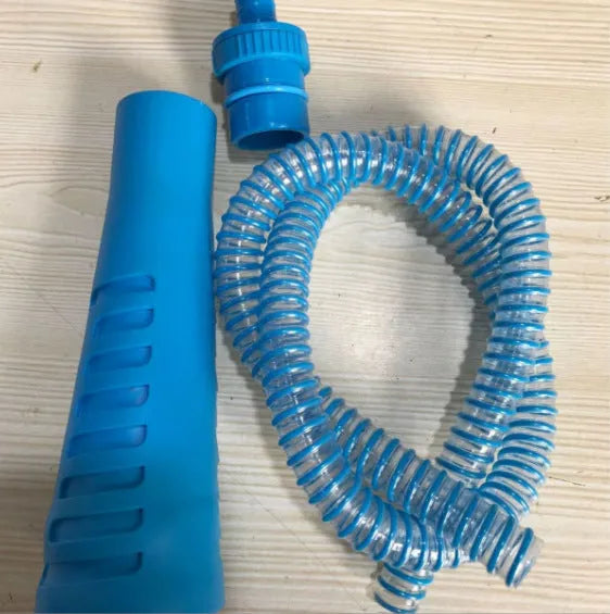 Blue vacuum cleaner suction pipe attachment with round head for washing machine dust removal, 114cm length