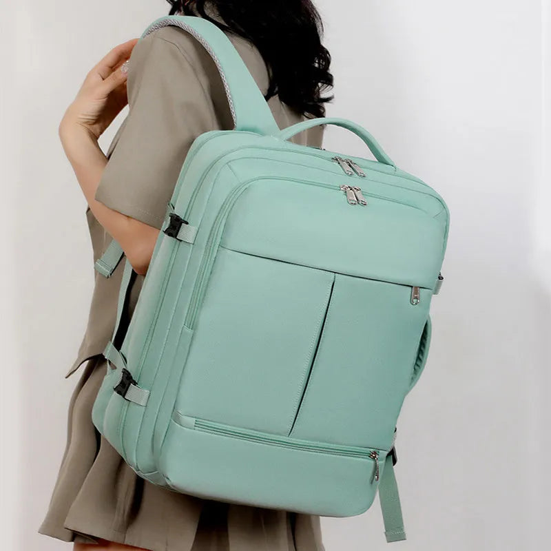 Large waterproof Oxford cloth backpack with multiple pockets for 15.6 inch laptops