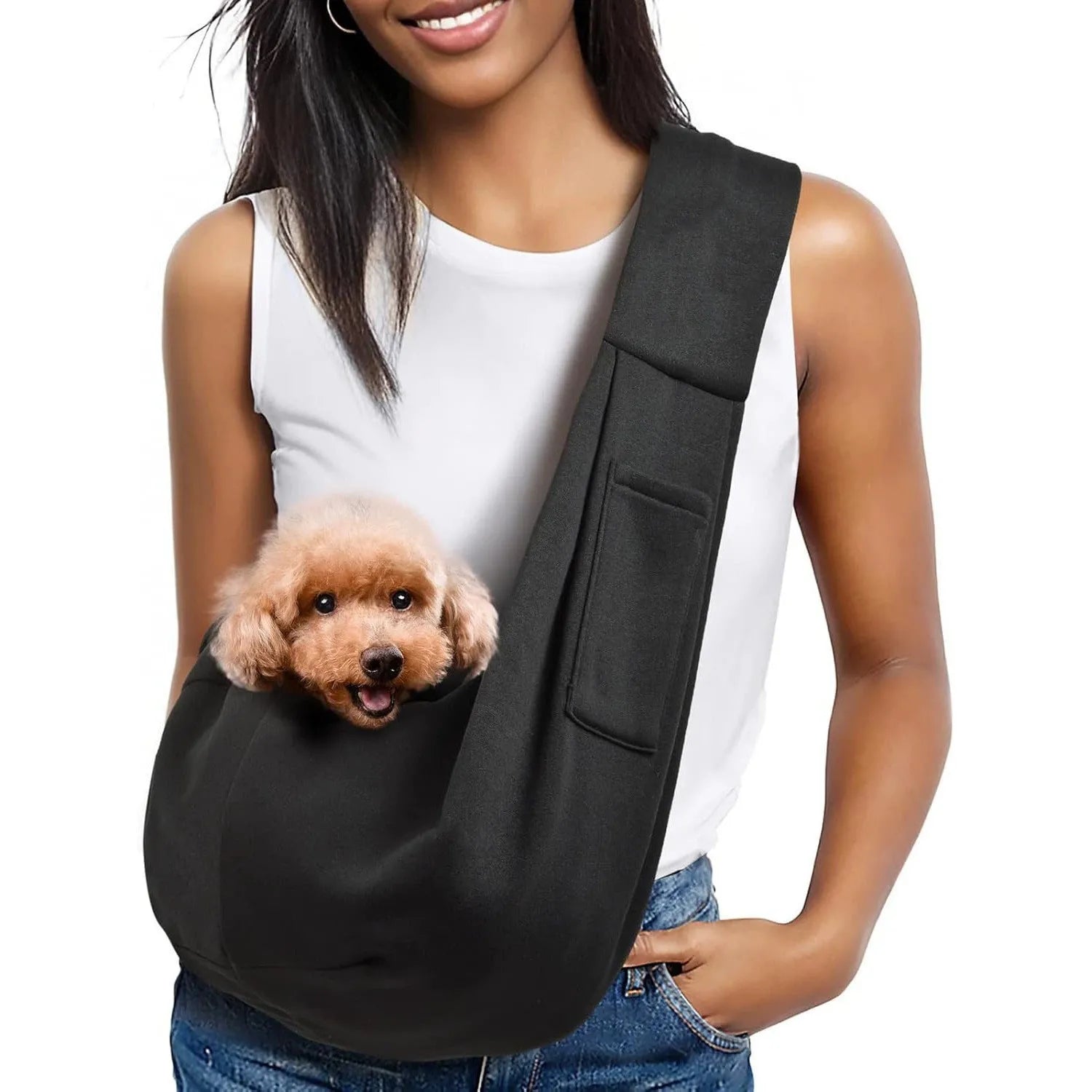 Crossbody folding flannel pet bag in gray, 20L capacity, with breathable fabric and shoulder strap