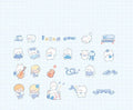 Waxy Ji Blue cartoon decorative stickers, 46pcs waterproof PET set in OPP bag with six styles.
