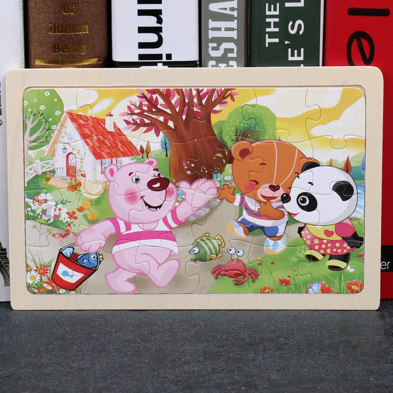 80 piece wooden animal jigsaw puzzle in iron box with non-toxic paint for children aged 3+