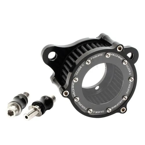 Harley-Davidson retro air filter with CNC aluminium housing and transparent glass cover
