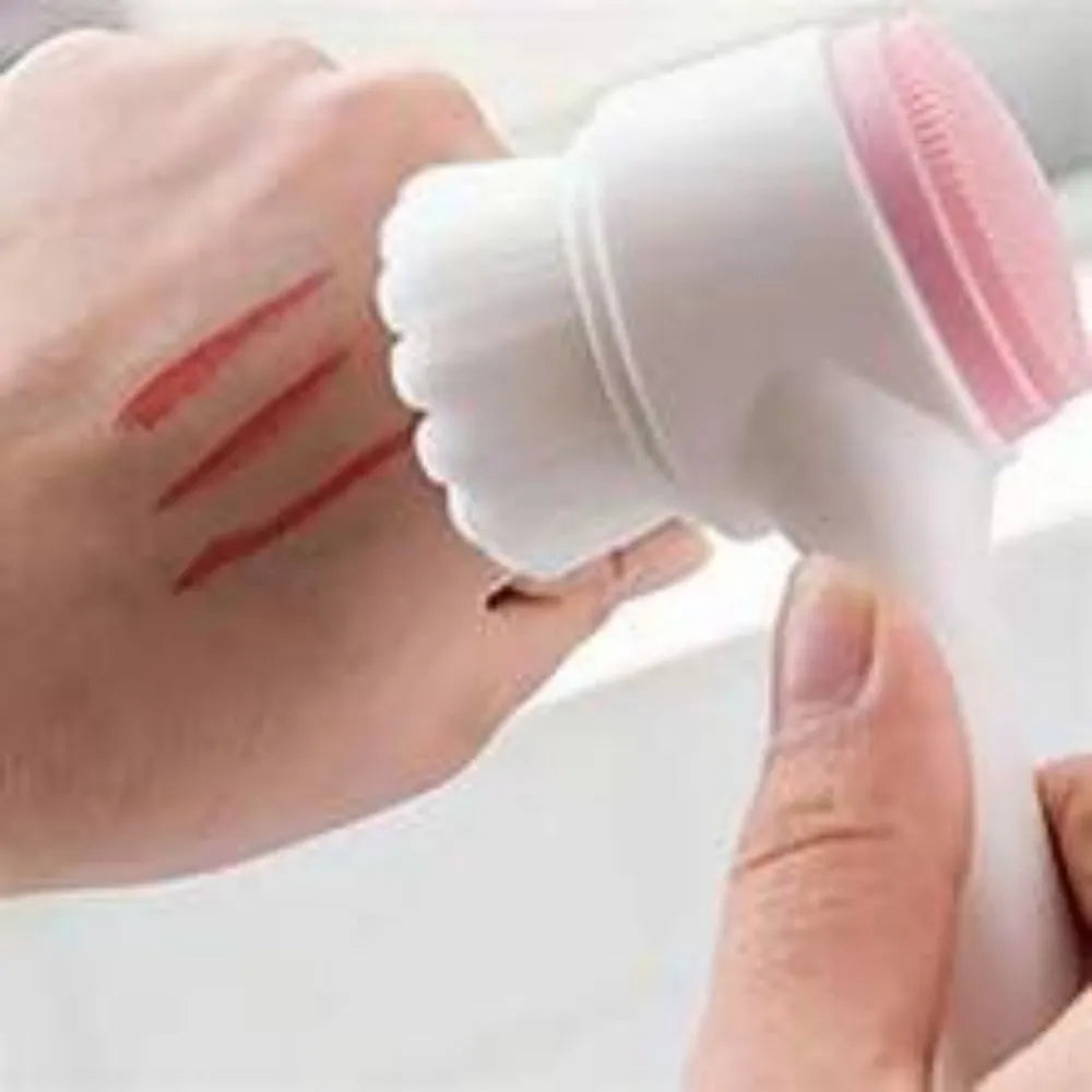 Blue and pink pet paw brush grooming tool with nylon bristles for dogs and cats