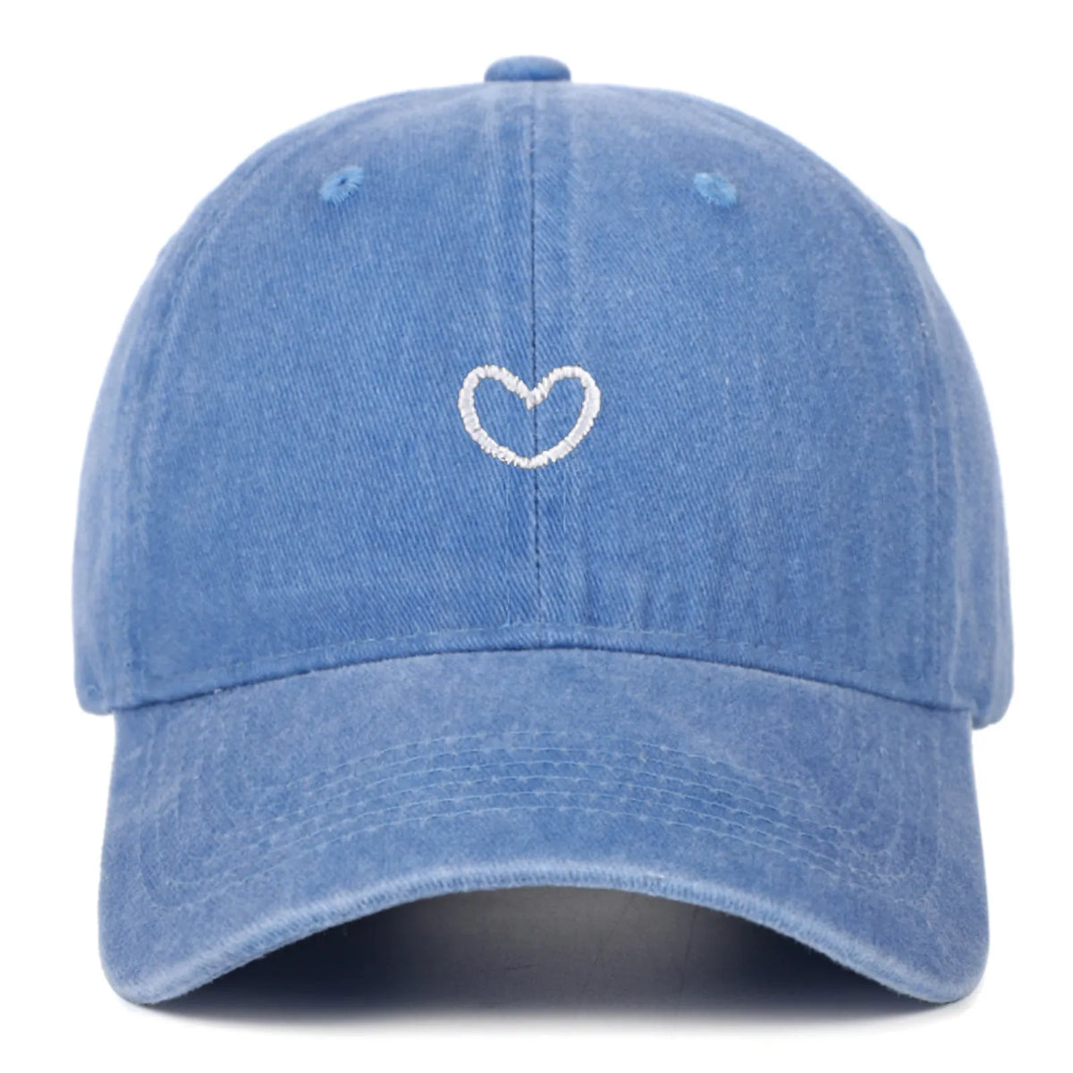 Artistic retro small love embroidered soft top cotton peaked cap in adjustable size.