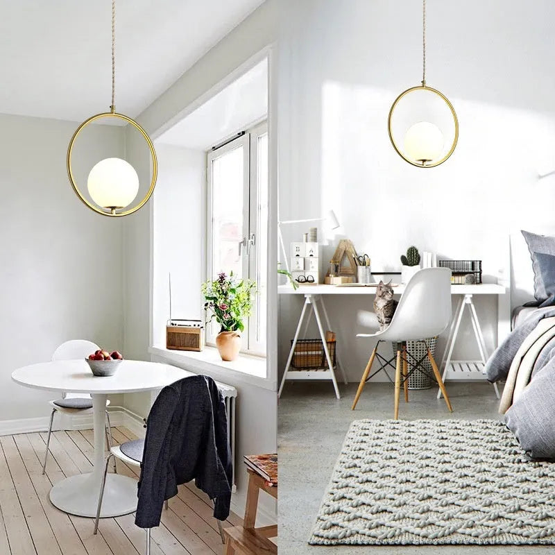 Creative Nordic single head all copper pendant light with 300mm diameter and 320mm height